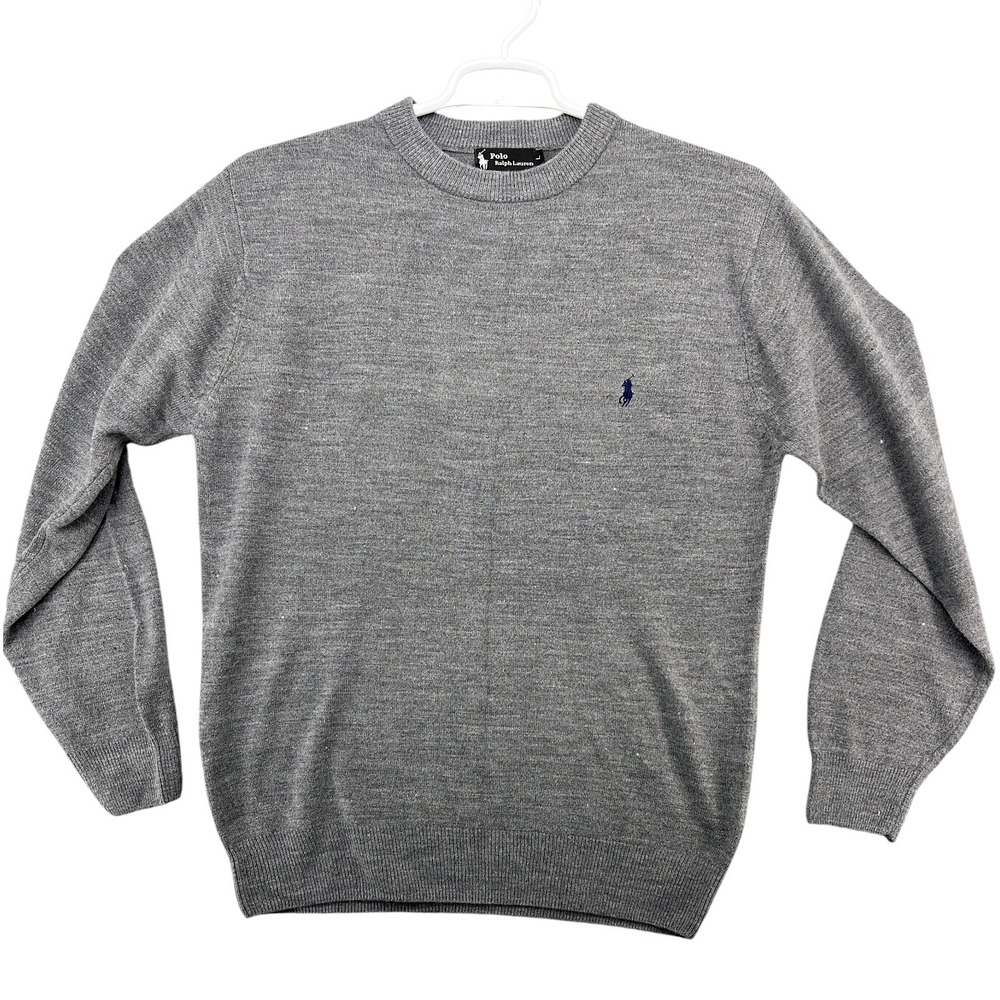 Polo Ralph Lauren Mens Gray 100% Cashmere Crewneck Sweater Large Pony Logo